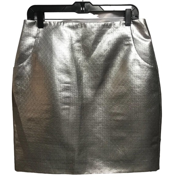 H&M Silver Metallic Skirt with Pockets Size 12 - Picture 1 of 15